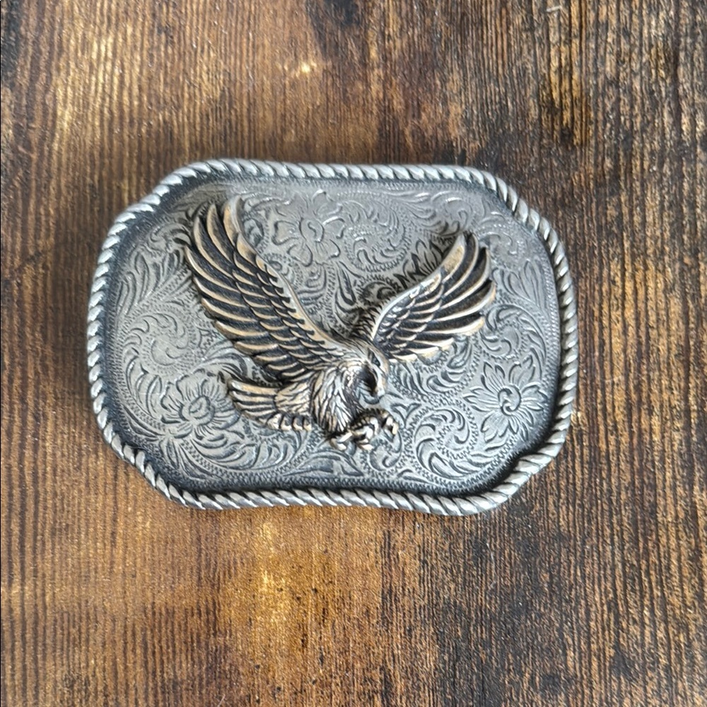 Vintage Western Biker Silver Eagle Belt Buckle